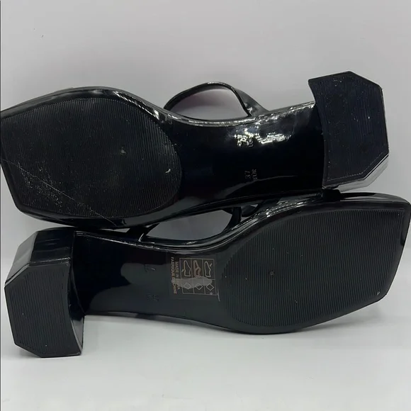 Jeffrey Campbell Sz 7 JAMM-3‎ Jelly Slide Sandal Black Chunky Heel Sandals NEW - Picture 10 of 13